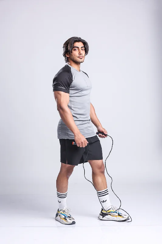 Active Two-tone T-shirt + Shorts set- Grey/Black & Black Elegant Men's Cashmere