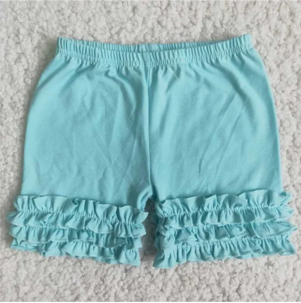 Girl Light Blue icing ruffle shorts Laid