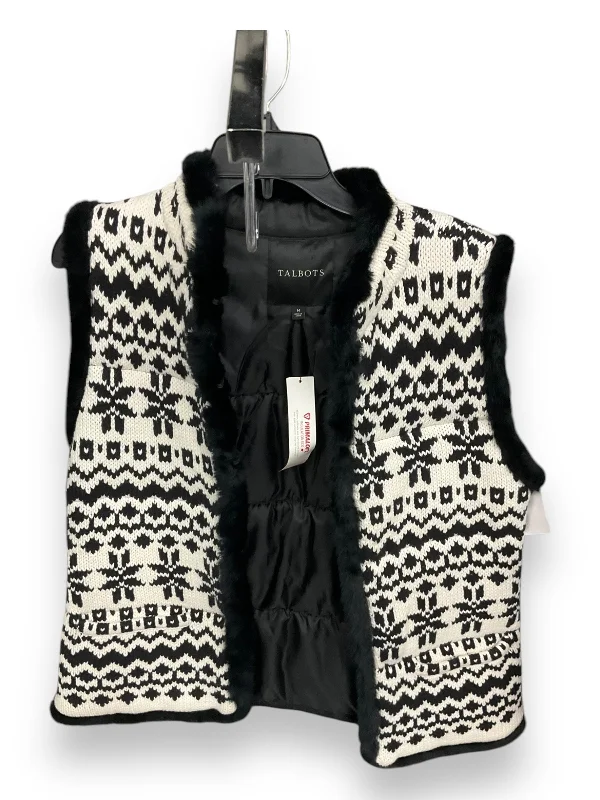 Vest Faux Fur & Sherpa By Talbots In Black & White, Size: M Cclassic Men's Tweed