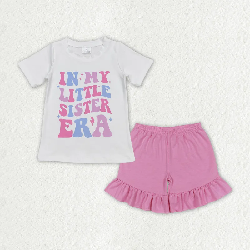 GSSO1401 in my little sister era printed multi-color shorts high quality wholesale kid clothing set for girl summer Earthy Men's Sustainable GSSO1401 in my little sister era printed multi-color shorts high quality wholesale kid clothing set for girl summer Earthy Men's Sustainable