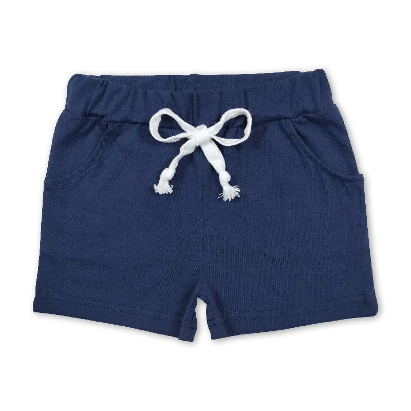 Navy cotton pocket kids boy summer shorts Organic