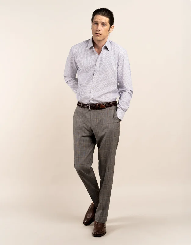 Lotus Grey and Brown Check Suit Trouser Dynamic Men's Glow