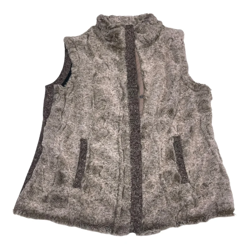 Vest Faux Fur & Sherpa By Tribal In Brown, Size: L Monochromatic Office Style